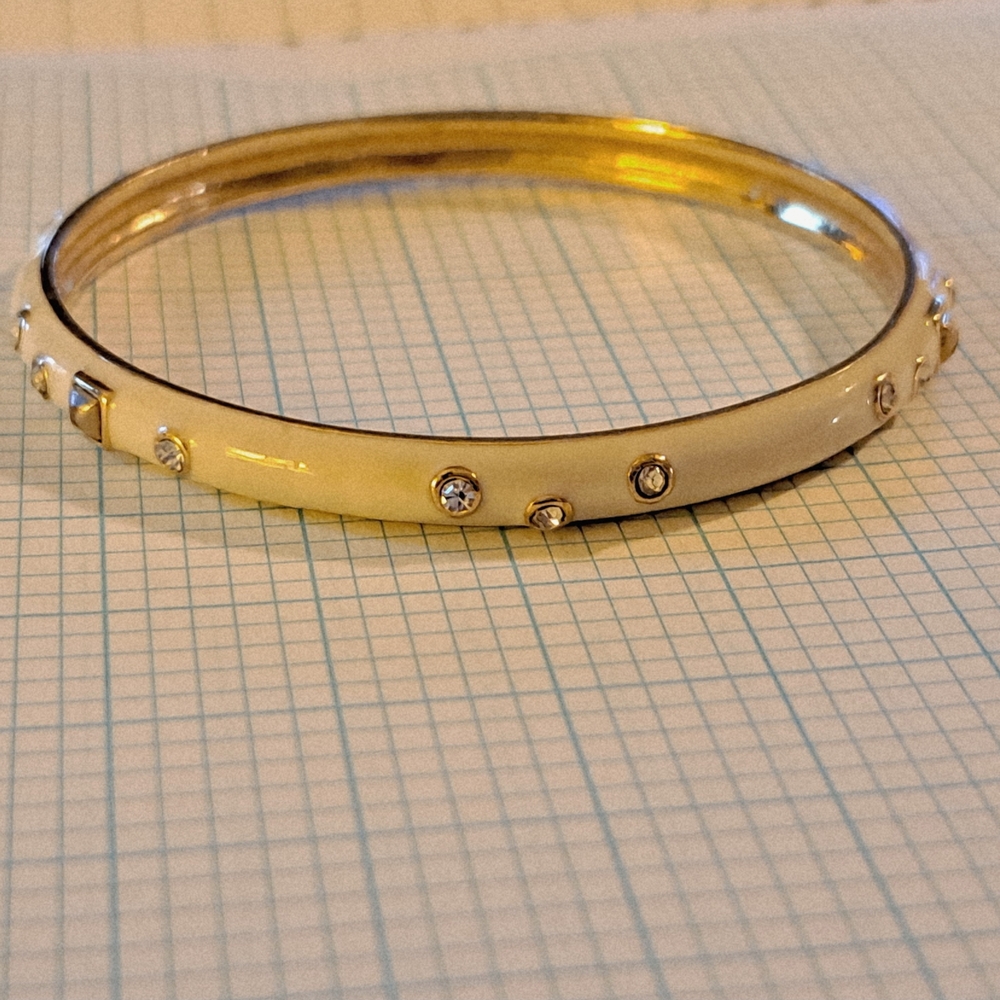 J. Crew Cream, Diamond and Gold Bangle Bracelet